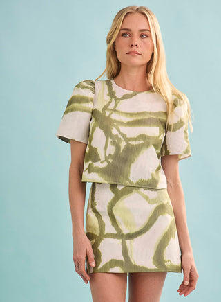 Hunter Bell Olivia Top, Seabreeze Ikat Green
