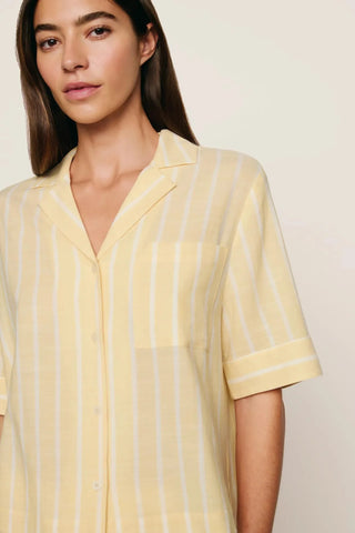 Eberjey Nautico Short Sleeve Stripe Long PJ Set, Sunbeam Ivory