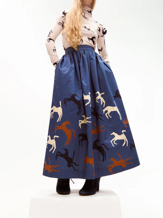 Carolina K Larissa Skirt, Blue Jumping Horses