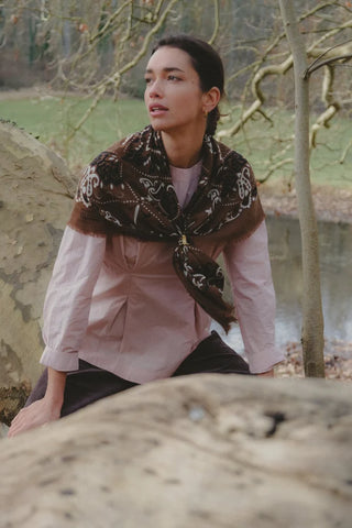 Maison Lecomte Flament Scarf, Bandana Hazelnut WC