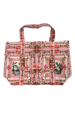 Bell Large Beach Hat Holder Bag, Pink Bird Print