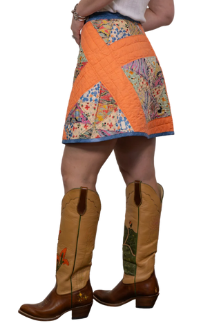 Mini Wrap Skirt, Orange & Purple Pinwheel