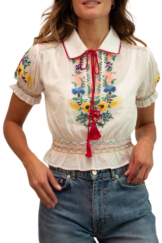 Mille Tali Top, Floral Embroidery
