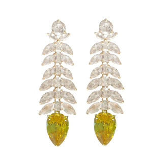 White & Canary Yellow Gala Sparkle Holiday Statement Earrings