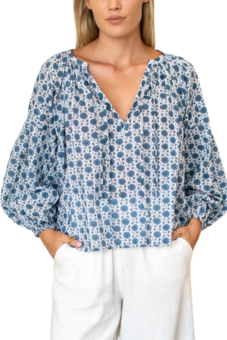TS Love Tomas Folk Top, Heritage Blue Flowers