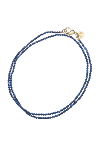 Jane Win Double Wrap Diamond Cut Beaded Necklace, Lapis