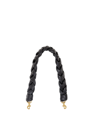 Clare V. Braided Leather Shoulder Strap, Black
