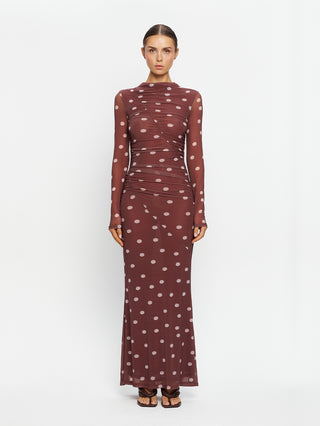 Kivari Edie Mesh Maxi Dress, Brown