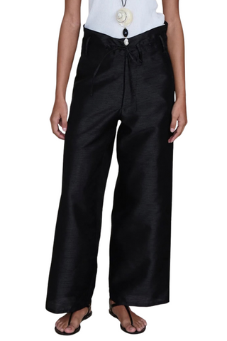 Chan Luu Dupioni Straight Leg Pant, Black
