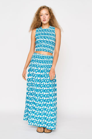 Mirth Savannah Smocked Skirt, Azure Popova
