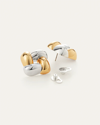 Jenny Bird Woven Square Earrings, Two Tone