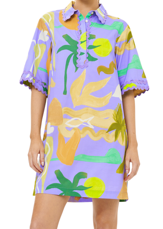 Oliphant Collared Shirt Dress Mini, Paradiso Blue