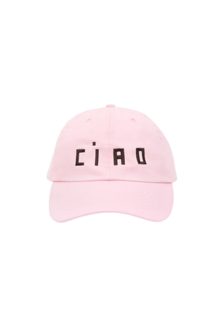 Clare V. Embroidered Ciao Baseball Hat, Light Pink