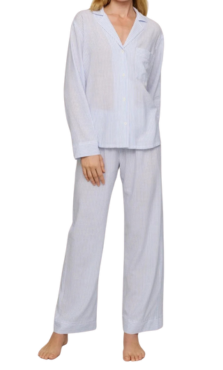 Eberjey Nautico Long PJ Set, White Cornflower