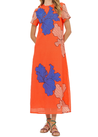 Oliphant Short Sleeve Shift Maxi, Bora Bora Red