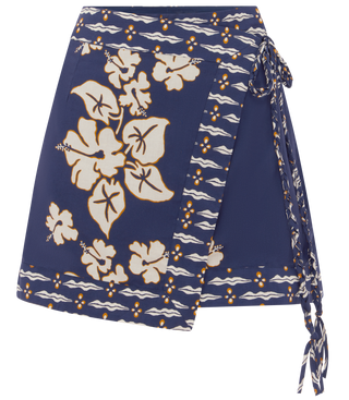 Boteh Palmetto Mini Wrap Skirt, Marine