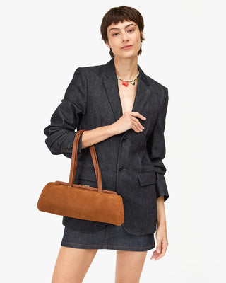 Clare V. Yvette Smooth Nubuck Baguette, Hazelnut