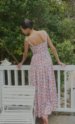 Coco Shop Scoop Neck Dress, Red Bougainvillea