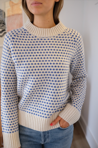 Marea Lodge Sweater, Ivory Tidal Birdseye