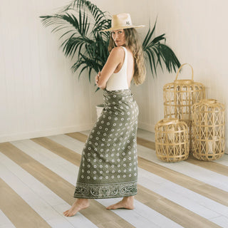 Sunshine Tienda Tie Sarong, Olive Bandana