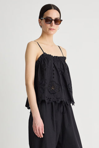 Apiece Apart Embroidered Cami Top, Black