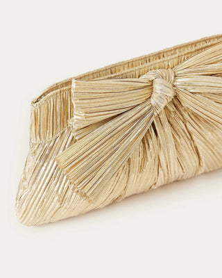 Loeffler Randall Rayne Pleated Bow Clutch, Gold