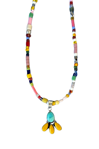 Gather Goods Turquoise & Yellow Drop Necklace