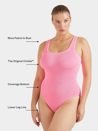Hunza G Coverage Square Neck Swimsuit, Bubblegum
