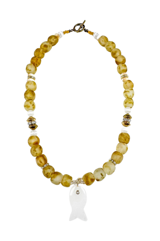 Twine & Twig Classic Fish Necklace, Golden Hour