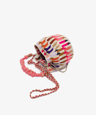 Guanabana Mitra Sparrow Macrame Strap Bag, Lilac & Brown