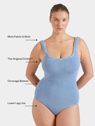 Hunza G Coverage Square Neck Swimsuit, Cornflower