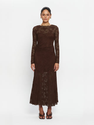 Kivari Marie Lace Maxi Dress, Chocolate