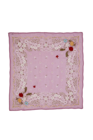 Chan Luu Embroidered Floral Bandana, Pastel Lavender