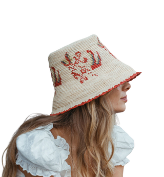 Freya Calla Hat, Natural Multi-Red
