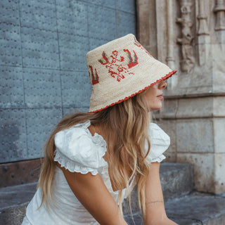 Freya Calla Hat, Natural Multi-Red