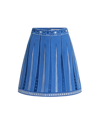 Emporio Sirenuse Giuliana Celestial Embroidered Skirt, Blue