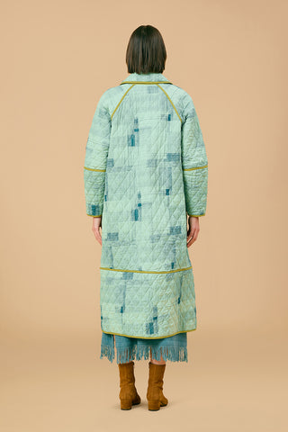 Olivia by Livro Quilted Coat, Blue Print Cottage Quilt