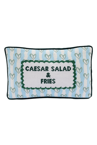 Furbish Studio Needlepoint Pillow, Girl Dinner