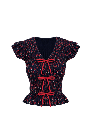 Anna Cate Juniper Top, Navy Amora