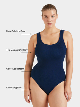 Hunza G Coverage Square Neck Swimsuit, Navy