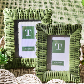 Wicker Weave 5x7 Photo Frame, Green Rattan