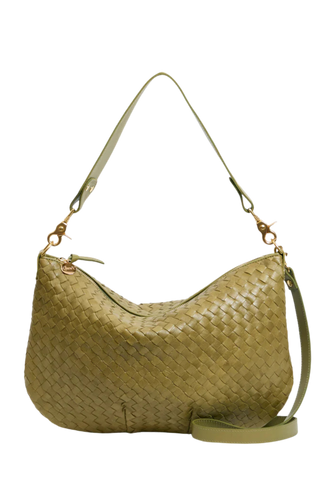 Clare V. Moyen Messenger Medium Woven Bag, Olive
