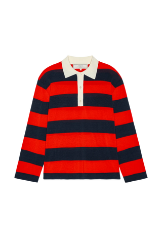 The Great The Academy Polo Sweater, Hot Red League Stripe