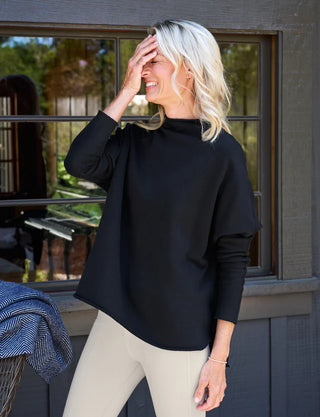 Frank & Eileen Effie L/S Funnel Neck Capelet, Black