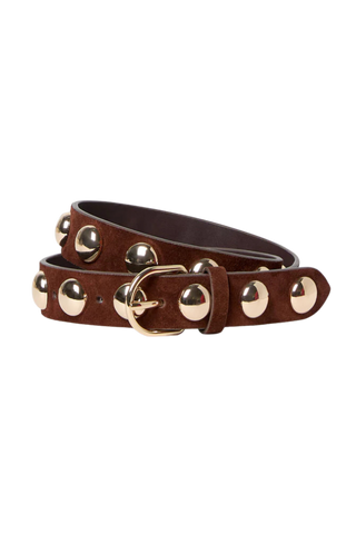 Loeffler Randall Issa Dome Studded Belt, Espresso Champagne