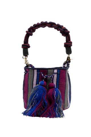 Guanabana Hazel Short Macrame Handle Crossbody, Garnet & Grey