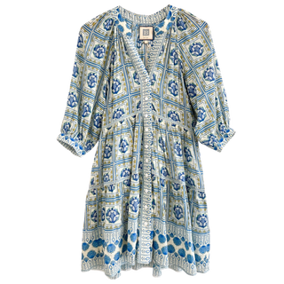 Bell Clara Mini Dress, Blue Yellow Motif