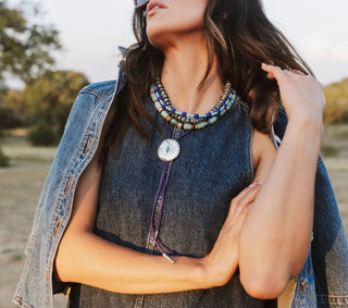 TS Gather Goods Lepidolite Saucer Necklace