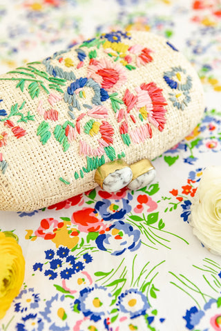 D. Porthault x Pamela Munson Clutch, New York Mille Fleurs