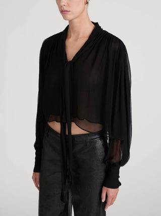 Frame The Belle Tie Blouse, Black